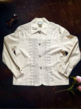 Vintage Saint Germain Blush Pink Rhinestone Jacket S Western Cowgirl Bling USA